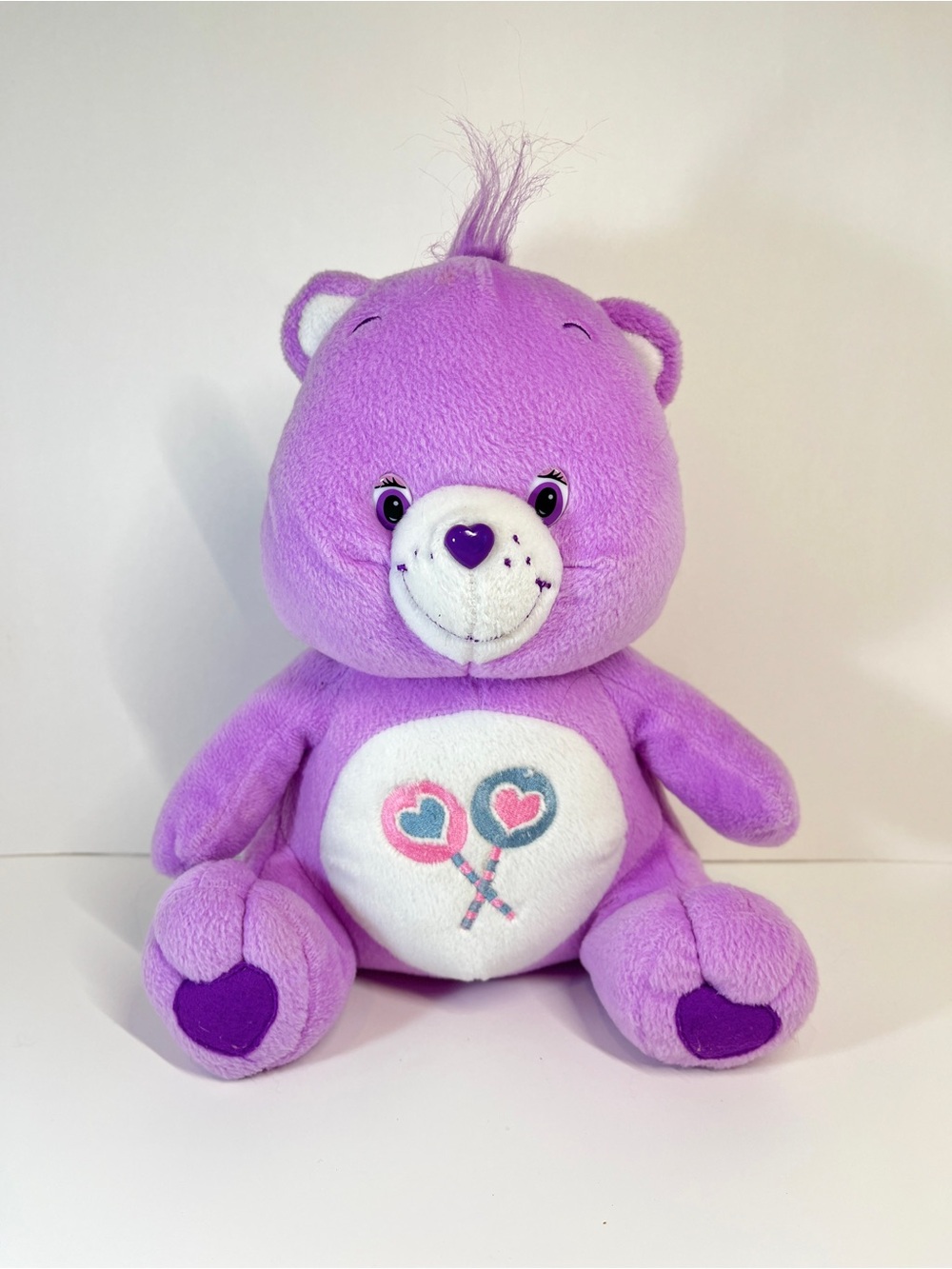 Vintage 2003 Nanco Care Bears Share Bear Purple Lollipop Plush Sitting Y2k Toy